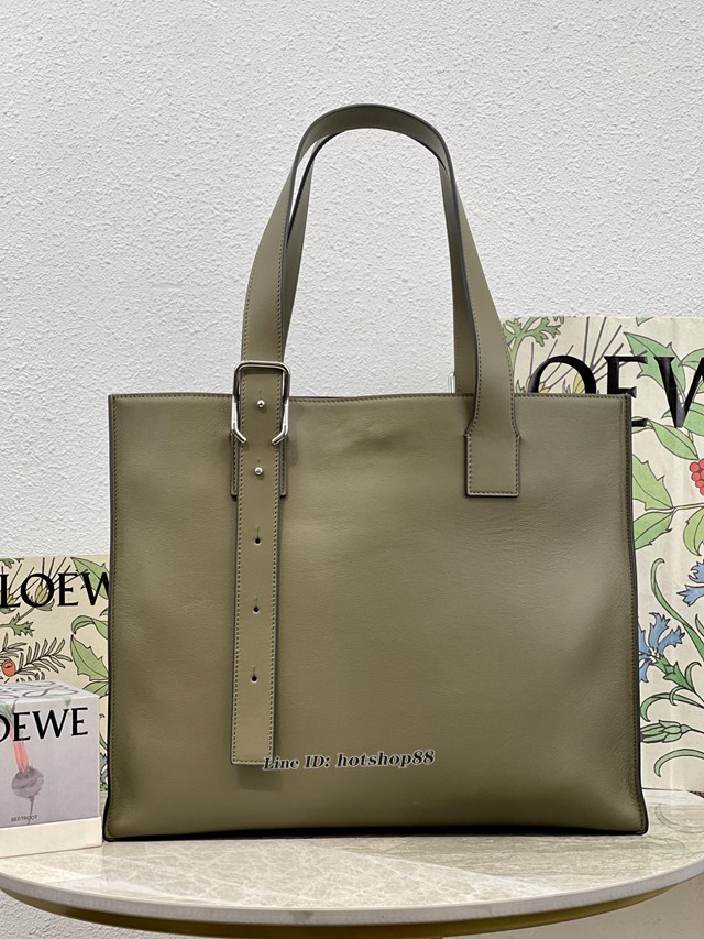 Loewe專櫃新款男包全皮托特包 羅意威Buckle Horizontal Tote手袋 型號10959 lyw1477